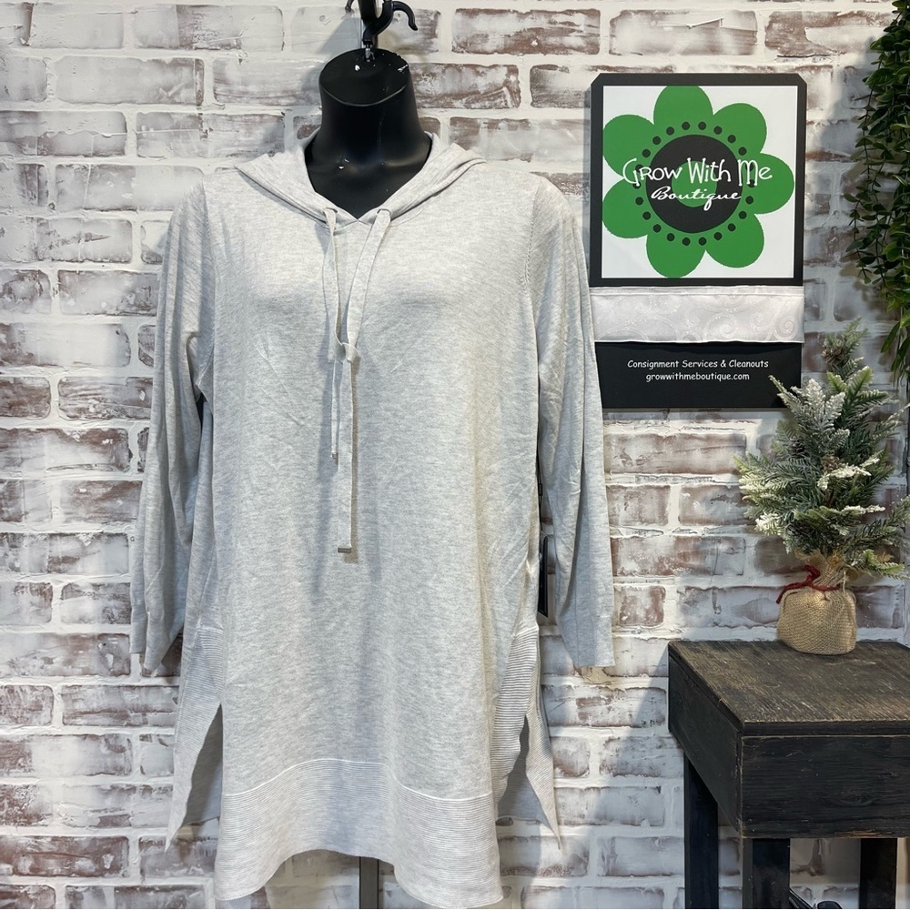 Cyrus Light Gray Hooded sweater tunic 2X
